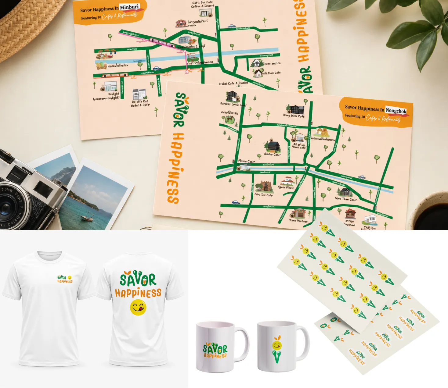 Savor Happiness — Merchandise แผนที่ เสื้อยืด แก้วมัค สติ๊กเกอร์ ของที่ระลึก